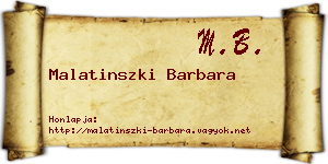 Malatinszki Barbara névjegykártya